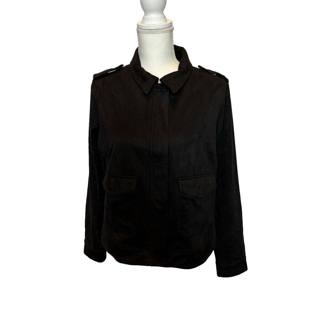 KUT From The Kloth Jacket Women’s Large Alena Moto Zip Faux Suede Black
